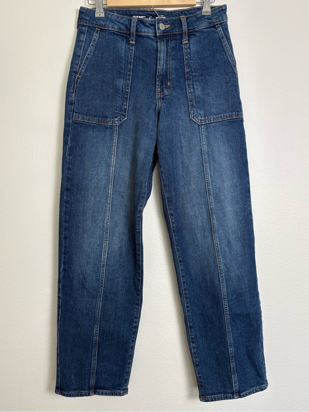 Old Navy Women's ‘High-Rise OG Loose’ Dark Blue Straight Jeans Size 4